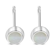  Mother of Pearl Oval Stud Silver Earrings - e359